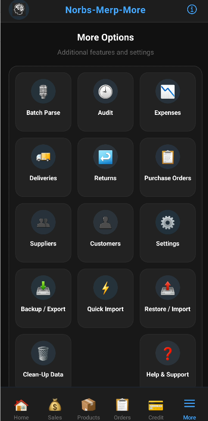 Merp More Options: batch parse, audit, expenses, deliveries, returns and purchase orders